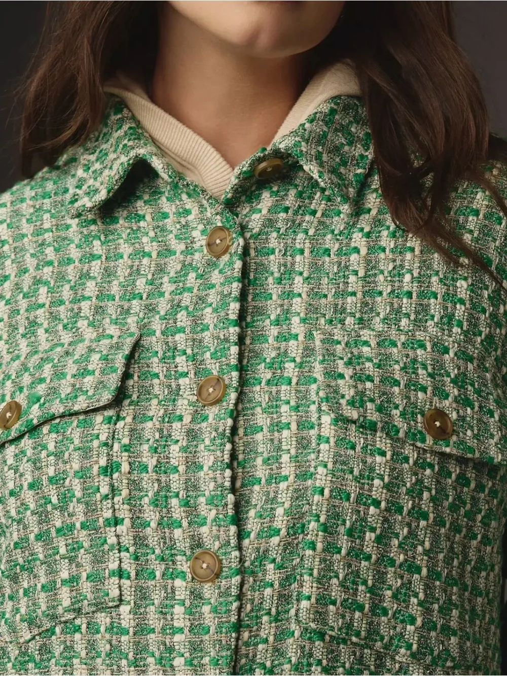 Maeve Tweed Shacket - 1X - Anthropologie
